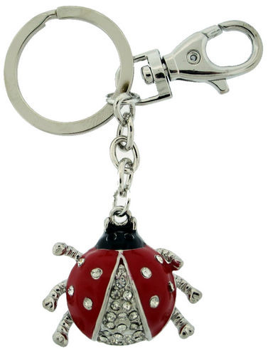 Kubla Crafts Bejeweled Enamel KUB 1435 Ladybug Key Ring