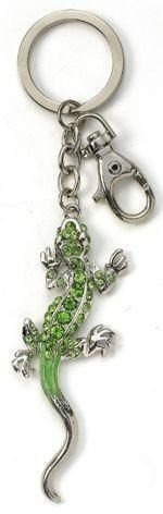 Kubla Crafts Bejeweled Enamel KUB 1447 Green Gecko Key Ring