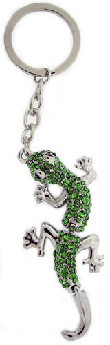 Kubla Crafts Bejeweled Enamel KUB 1453 Green Lizard Key Ring