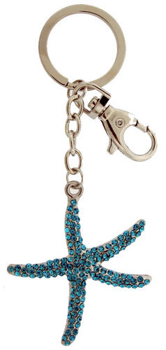 Kubla Crafts Bejeweled Enamel KUB 1456BL Star Fish Key Ring