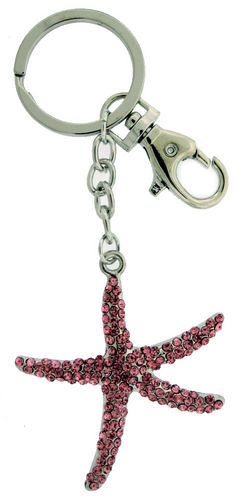 Kubla Crafts Bejeweled Enamel KUB 1456PK Starfish Keyring