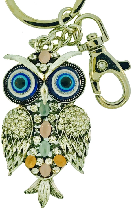 Kubla Crafts Bejeweled Enamel KUB 1478 Owl with Big Eye Key Ring