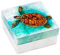 Kubla Crafts Capiz KUB 1507 Sea Turtle Large Capiz Box