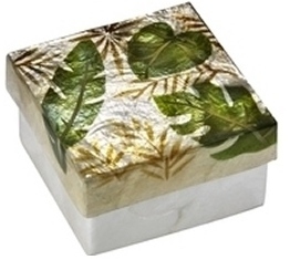 Kubla Crafts Capiz KUB 1537 Tropical Leaves Capiz Box