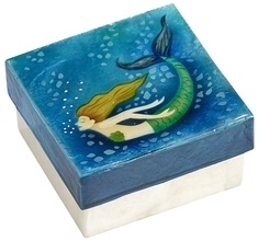 Kubla Crafts Capiz 1547B Mermaid Blue Capiz Box