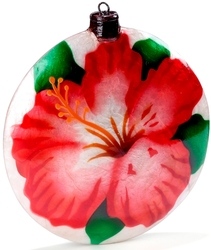 Kubla Crafts Capiz 1600D Hibiscus Capiz Ornament Set of 2
