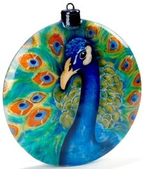 Kubla Crafts Capiz KUB 1600G Peacock Capiz Ornament