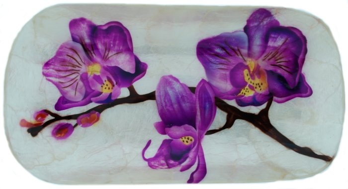 Kubla Crafts Capiz KUB 1626D Orchid Oblong Capiz Tray