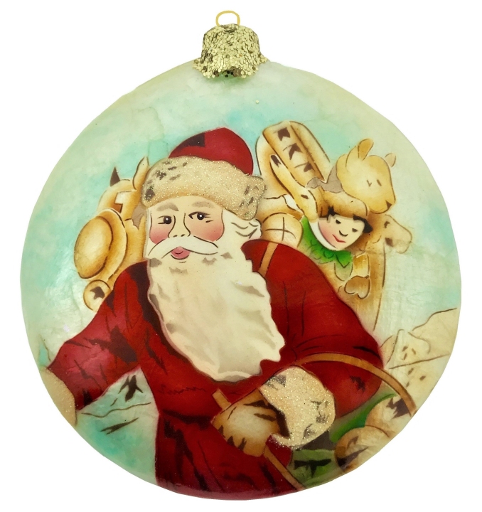Kubla Crafts Capiz 1640L Santa Capiz Ornament
