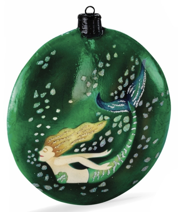 Kubla Crafts Capiz 1645S Mermaid Capiz Ornament