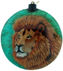 Special Sale SALE1646A Kubla Crafts Capiz 1646A Lion Capiz Ornament Set of 2