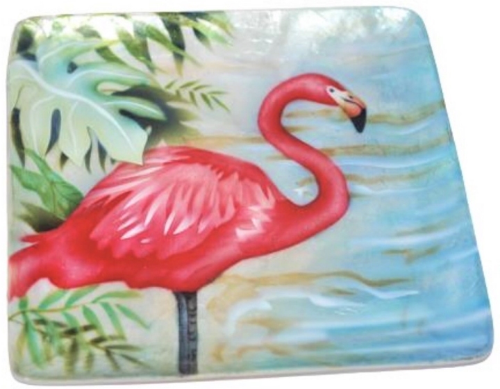 Kubla Crafts Capiz 1673E Flamingo Capiz Tray