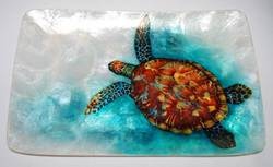 Kubla Crafts Capiz KUB 1699 Large Capiz Tray Sea Turtle