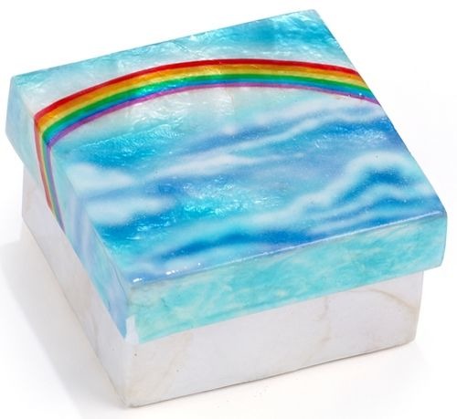 Kubla Crafts Capiz KUB 1718 Capiz Jewelry Box Rainbow Gay Pride LGBTQ+