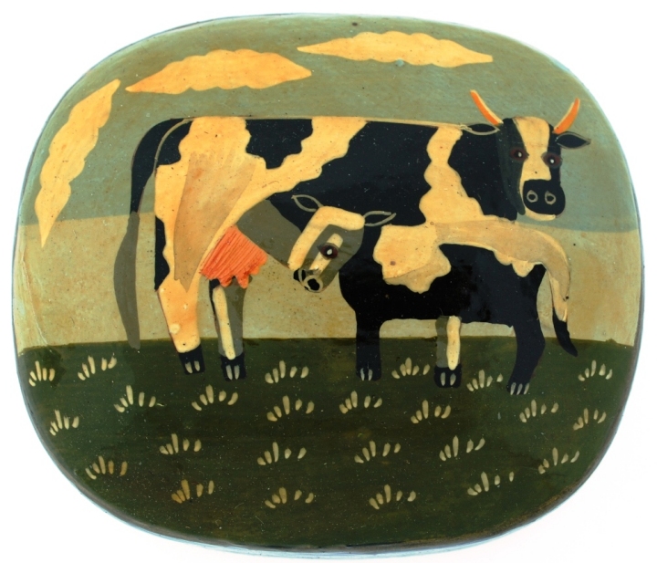 Kubla Crafts Capiz 1822 Cow Hand Painted Box Set of 3