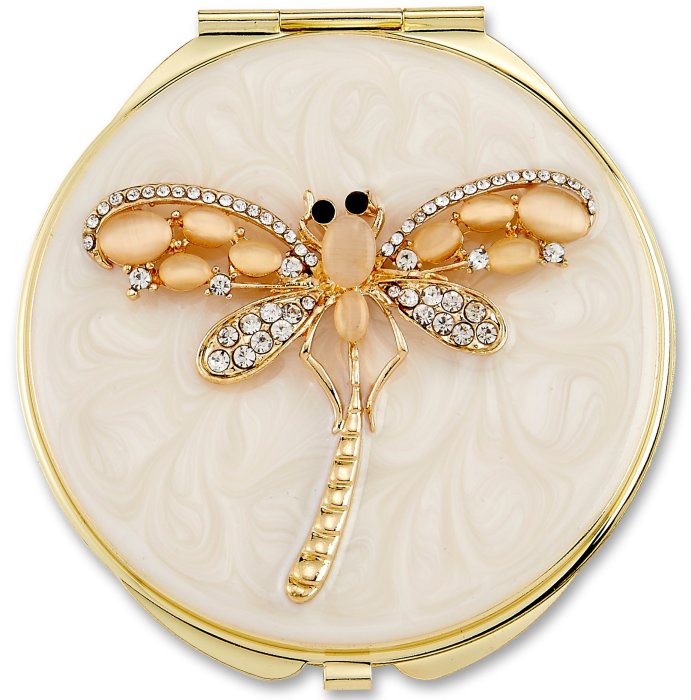 Kubla Crafts Bejeweled Enamel KUB 1969 Dragonfly Compact Mirror