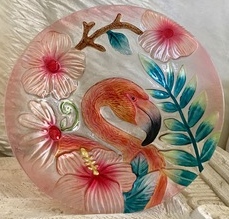 Kubla Crafts Capiz 1336 Flamingo Fused Glass Bowl
