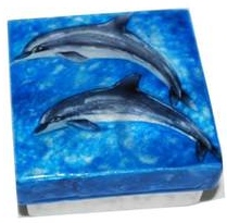 Kubla Crafts Capiz KUB 2 1580 Capiz Box Dolphin