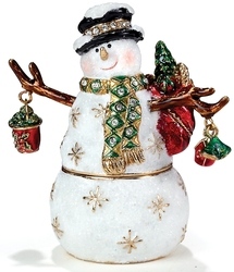 Kubla Crafts Bejeweled Enamel 3355 Snowman Box