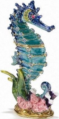 Kubla Crafts Bejeweled Enamel KUB 2 3413 Seahorse Box
