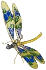 Kubla Crafts Cloisonne KUB 2 4741YL Bejeweled Dragonfly Ornament