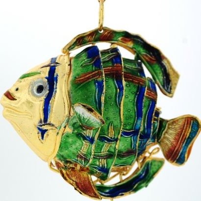 Kubla Crafts Cloisonne KUB 2 4951 Cloisonne Art Small Fish Ornament