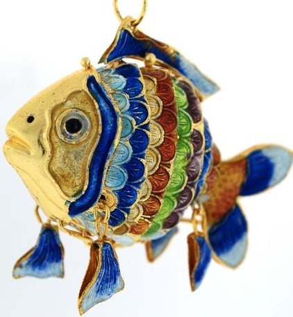 Kubla Crafts Cloisonne KUB 2 4952 Cloisonne Art Small Fish Ornament