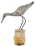 Kubla Crafts Capiz KUB 2181 Shore Bird Metal and Wood Base