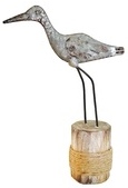Kubla Crafts Capiz KUB 2183 Shore Bird Metal on Wood Base