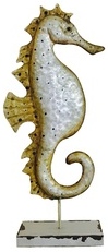 Kubla Crafts Capiz KUB 2192 Seahorse Metal on Wood Figure