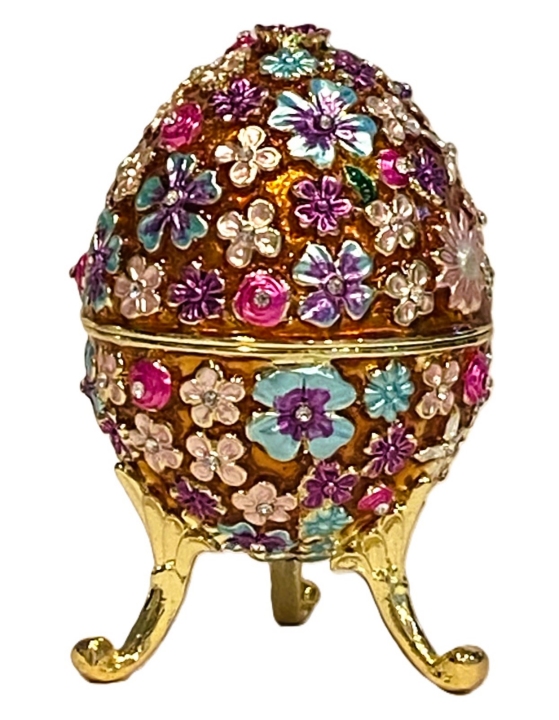 Kubla Crafts Bejeweled Enamel 2811N Large Floral Egg Box