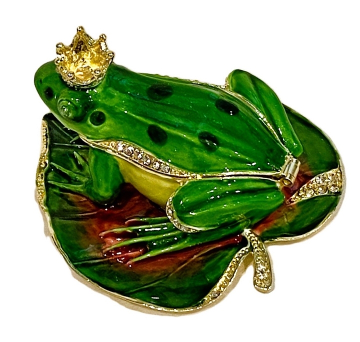 Kubla Crafts Bejeweled Enamel 2812N Prince Frog Box