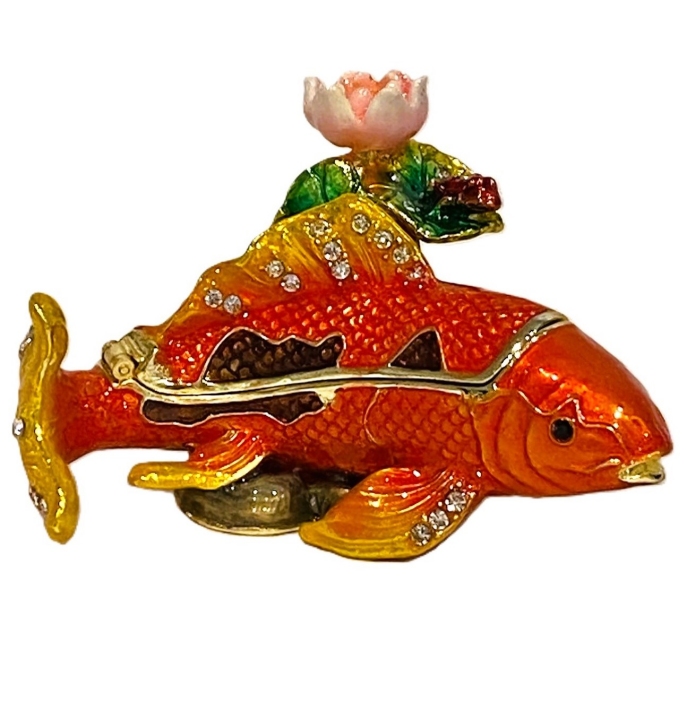 Kubla Crafts Bejeweled Enamel 2821N Koi Box