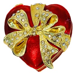 Kubla Crafts Bejeweled Enamel 2826 Red Heart Large Box