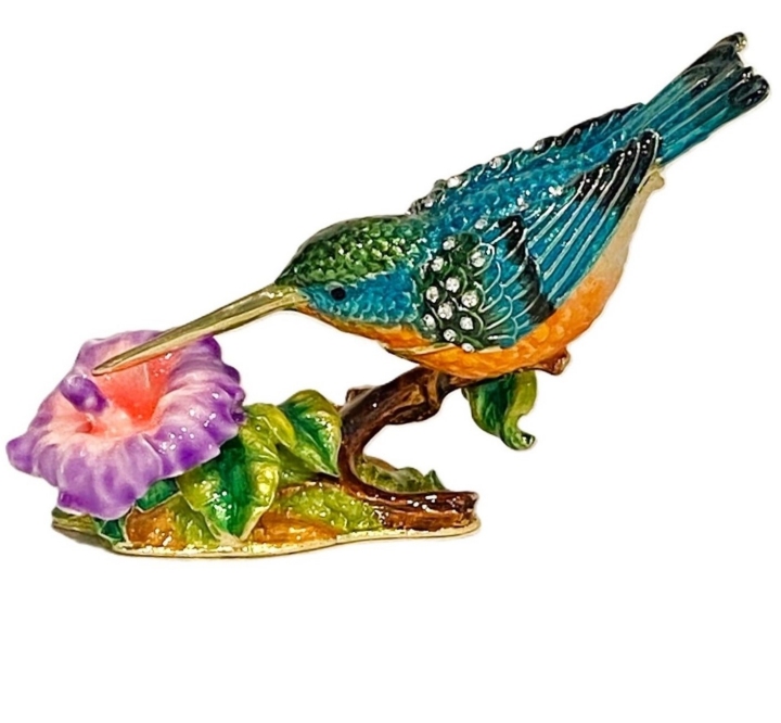 Kubla Crafts Bejeweled Enamel 2830N Hummingbird Box