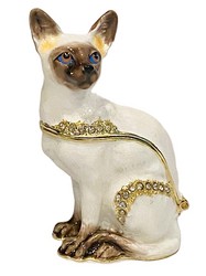 Kubla Crafts Bejeweled Enamel 2839 Siamese Cat Box