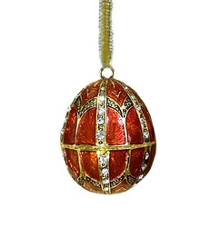 Kubla Crafts Bejeweled Enamel 2870RN Jeweled Enamel Red Egg Ornament
