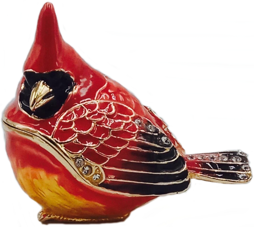 Kubla Crafts Bejeweled Enamel KUB 3073 Cardinal Box