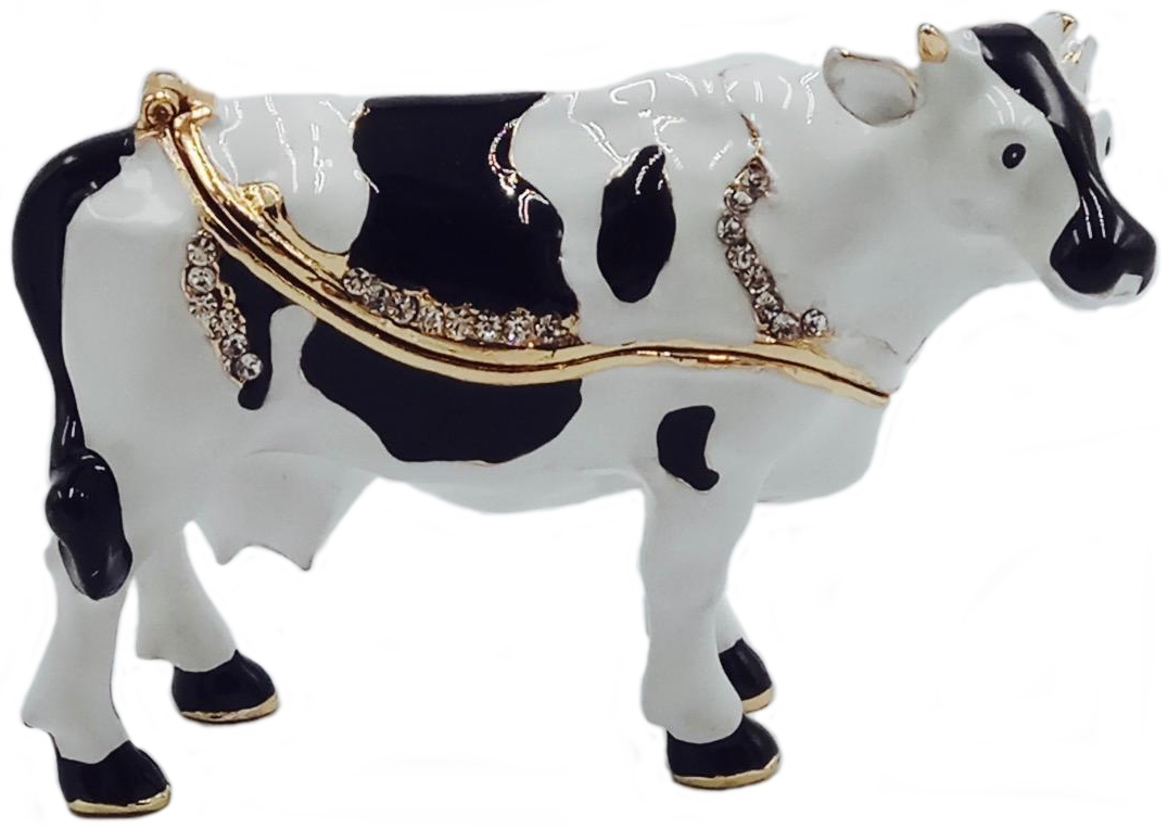 Kubla Crafts Bejeweled Enamel KUB 3075 Cow Box