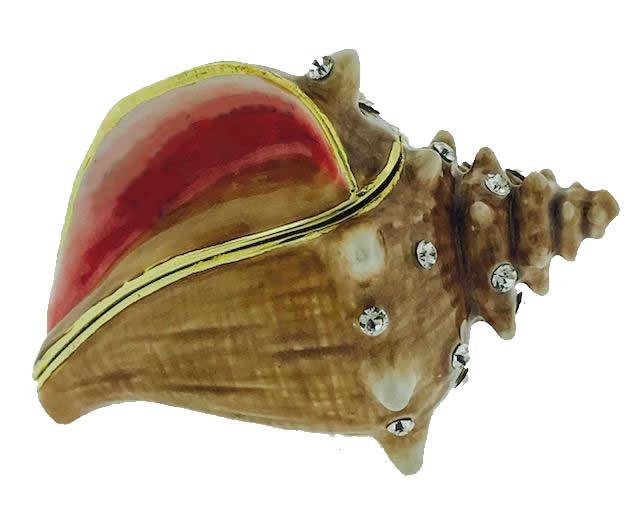 Kubla Crafts Bejeweled Enamel 3091 Conch Shell Box