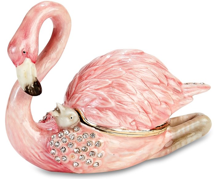 Kubla Crafts Bejeweled Enamel KUB 3114 Flamingo Box