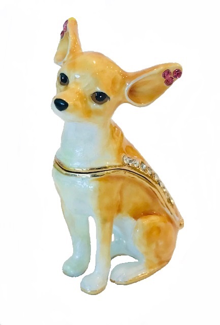 Kubla Crafts Bejeweled Enamel KUB 3126 Chihuahua Mini Box