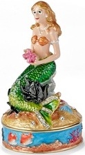 Kubla Crafts Bejeweled Enamel KUB 3168 Mermaid on Box