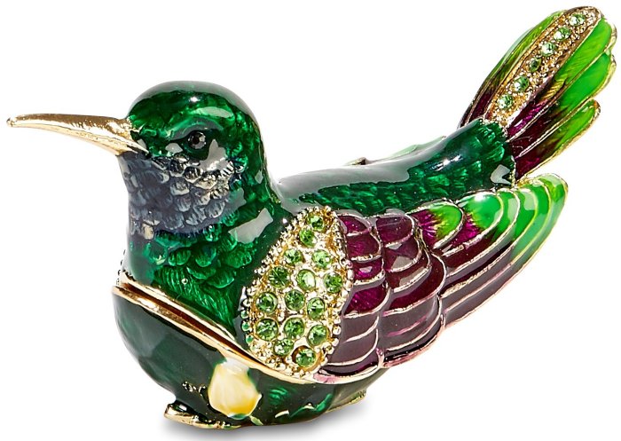 Kubla Crafts Bejeweled Enamel KUB 3236DK Dark Green Hummingbird