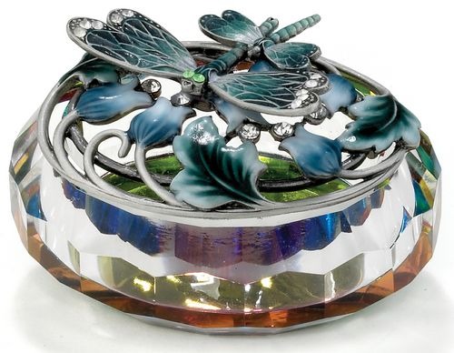 Kubla Crafts Bejeweled Enamel KUB 3257 Enamel Top Glass Dragonfly
