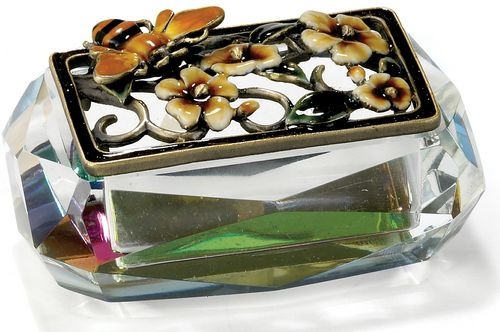 Kubla Crafts Bejeweled Enamel KUB 3259 Enam Top Glass Box Bee