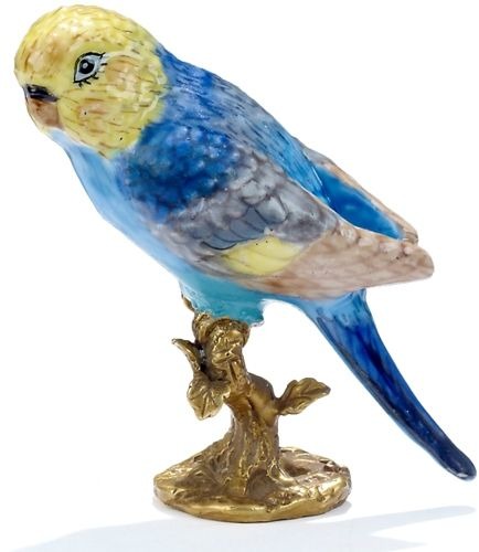 Kubla Crafts Bejeweled Enamel 3285N Parrot Porcelain and Bronze Figurine No Box