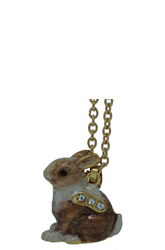 Kubla Crafts Bejeweled Enamel KUB 3418BN Brown Rabbit necklace