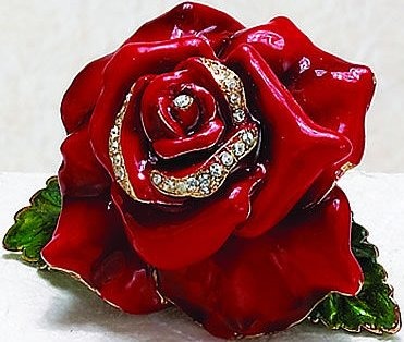 Kubla Crafts Bejeweled Enamel 3594N Red Rose Box