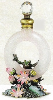 Kubla Crafts Bejeweled Enamel KUB 3601 Frog Looped Perfume Bottle